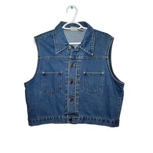 Vintage Sonma button down denim vest misses XL festival retro‎ boho casual biker